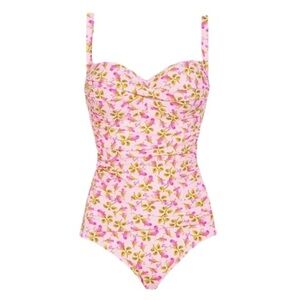 Betsey Johnson Women’s M Floral One Piece Swimsuit Retro Pinup Padded Romantic